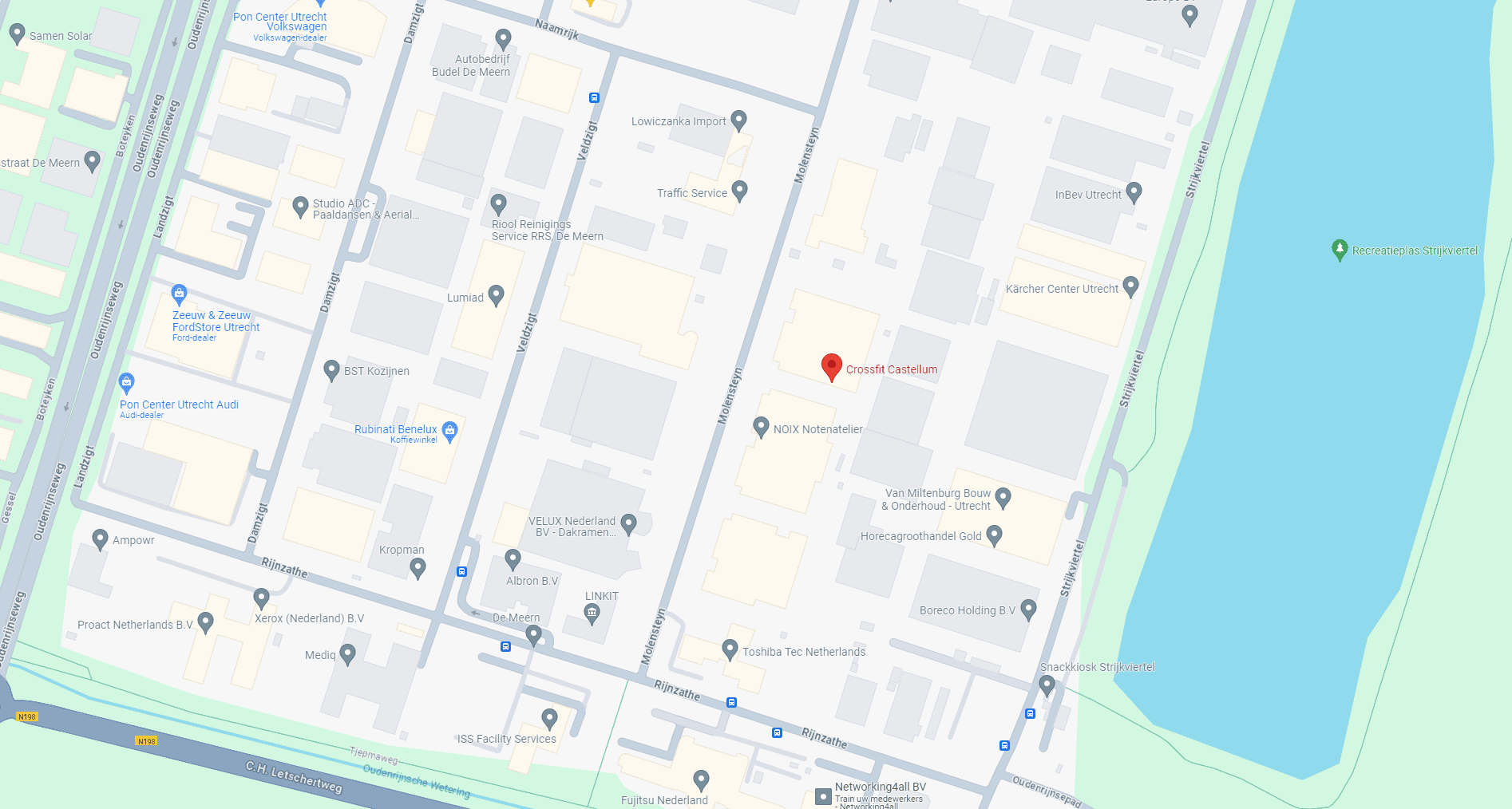 Kaartuitsnede met de locatie van CrossFit Castellum aan de Molensteijn in De Meern